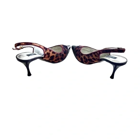 Dolce & Gabbana Patent Leather Leopard Ponyhair Slingback Size 8 1/5 M - Picture 5 of 7